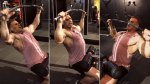 Bodybuilder Jay Cutler performing the lat pulldown exercise
