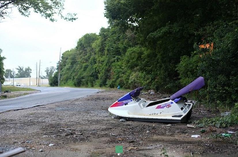 Another jet ski abandoned on Philly street with same name written on its side